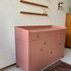 Vintage grote roze commode H 87 x B 131 x D 50