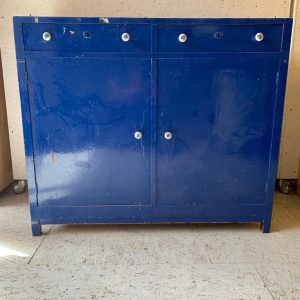 Vintage blauw dressoir H 93 x B 109 x D 45 foto 2