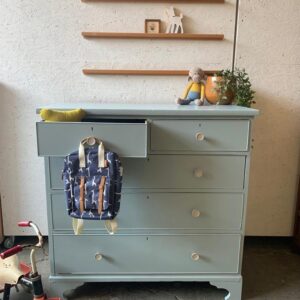 Vintage commode in blauw H 105,5 x B 107 x D 56 foto